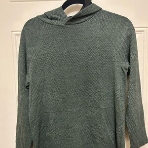 Green Hooded Sweatshirt with Raglan Sleeves